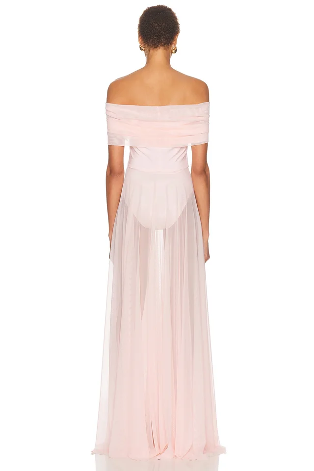 Norma Kamali Sleeveless Cowl Neck Combo Flared Gown in Pink, photo 2 of 2 from FWRD
