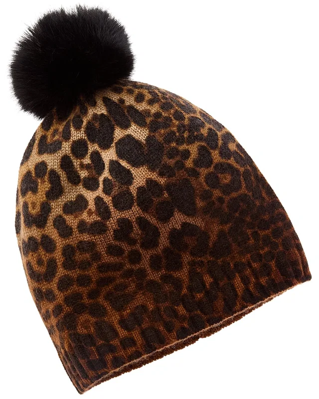 Sofia Cashmere sofiacashmere Dip-Dye Leopard Cashmere Hat, image 1 of 1 from Rue La La