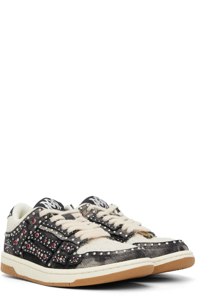 AMIRI Black & White Stud Skel Top Low Sneakers, photo 4 of 5 from SSENSE