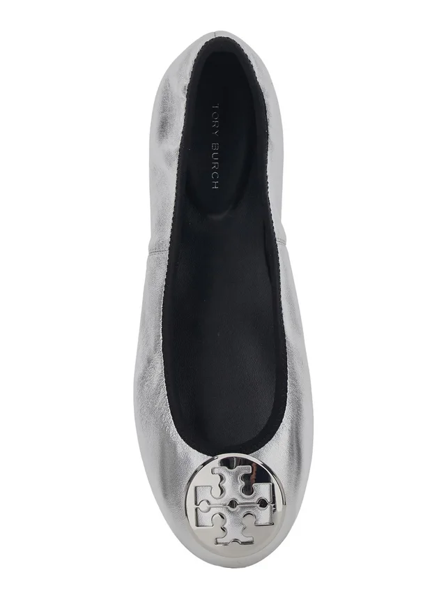 Tory burch Silver Ballet shoes with Logo Plate on the Front and Elasticized Design in Leather for Women in 95% Ovine 5% Nylon, photo 7 of 7 from Gaudenzi Boutique