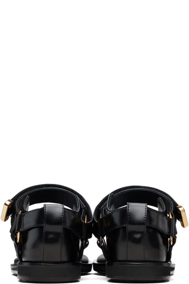 sacai Black Belted Flip Flop Sandals, photo 2 of 5 from SSENSE