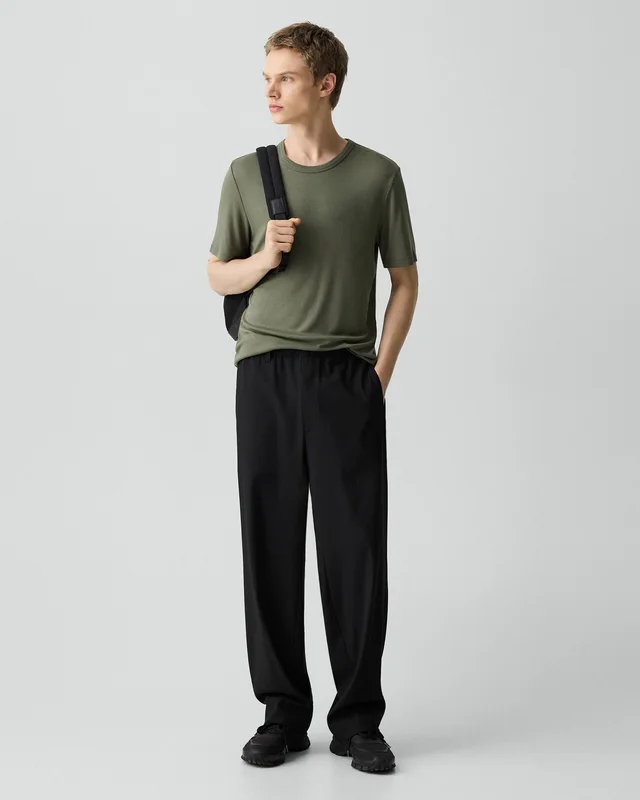 Theory Essential Tee in Anemone Modal Jersey in LIGHT IVY 67% Modal, 30% Polyester, 3% Spandex, photo 5 of 12 from Theory