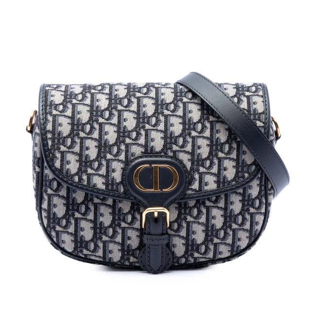 Blue Dior Medium Oblique Canvas Bobby Crossbody in Blue Canvas from Designer Revival