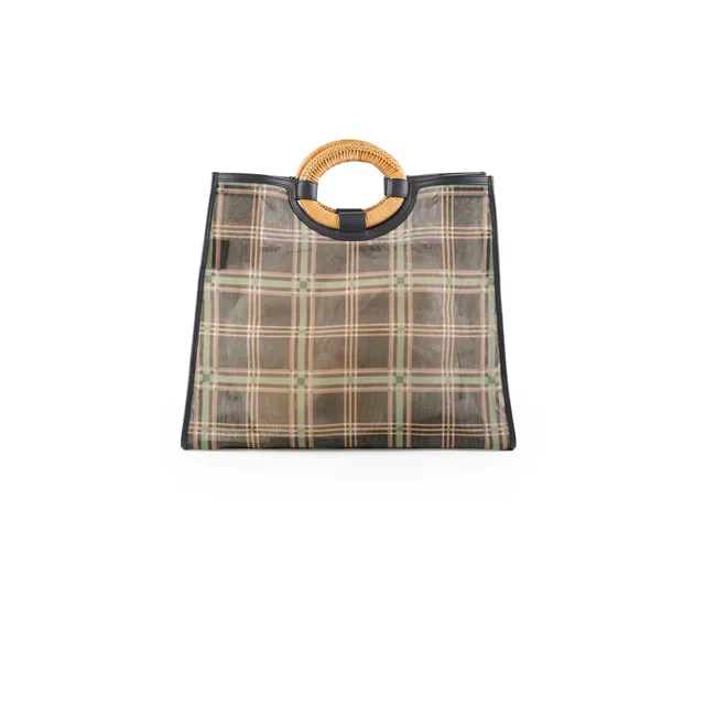 Fendi Large Mesh Plaid Shopper Tote in Leather from The Purse Affair