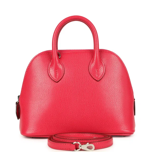 Hermès 1923 Bolide Mini Rose Extreme Chevre Chamkila Palladium Hardware in Pink Goatskin from Madison Avenue Couture