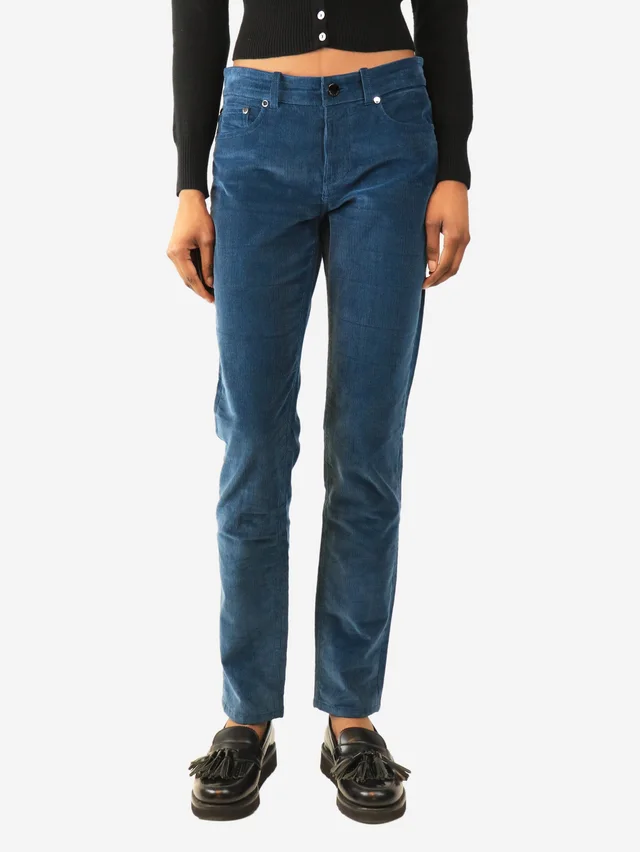 Loro Piana Blue slim leg cord trousers - size UK 10 in Blue from Sign of the Times