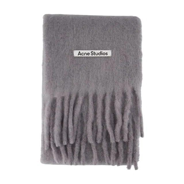 Acne Studios Wool Fringed Scarf — Gray Scarfs in Grey Wool from HEWI