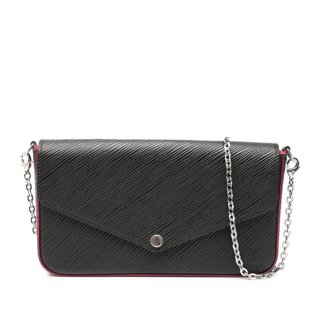 Black Louis Vuitton Epi Pochette Felicie Crossbody Bag in Black Leather from Designer Revival