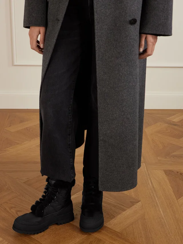 AQUAZZURA Glacier shearling-lined quilted nylon and leather ankle boots in Black, photo 2 of 2 from NET-A-PORTER (Canada)