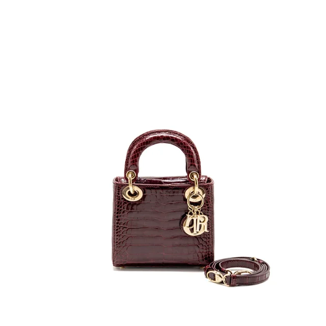 Min Lady Dior Crocodile dark red GHW in Red Crocodile from EMIER