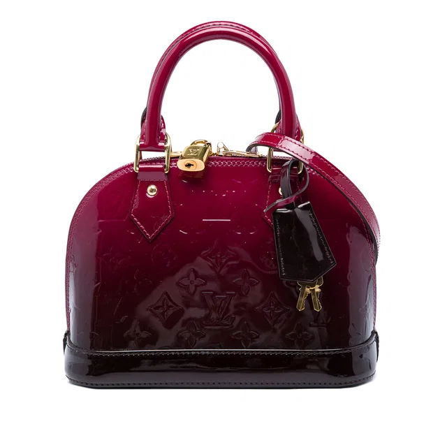 Red Louis Vuitton Monogram Vernis Ombre Alma BB Satchel in Red Leather from Designer Revival