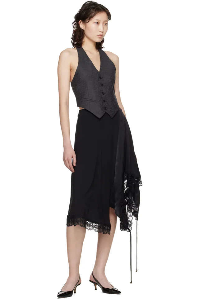 VETEMENTS Gray Open Back Halter Tailored Vest, photo 4 of 4 from SSENSE
