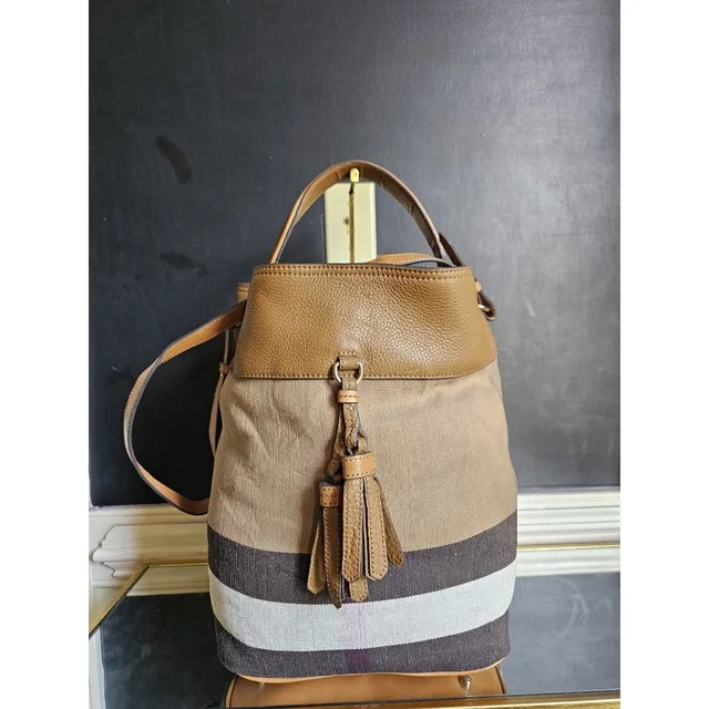 Burberry Ashby Bucket Bag Brown in brown|red Canvas from Poshmark, photo 1 of 1