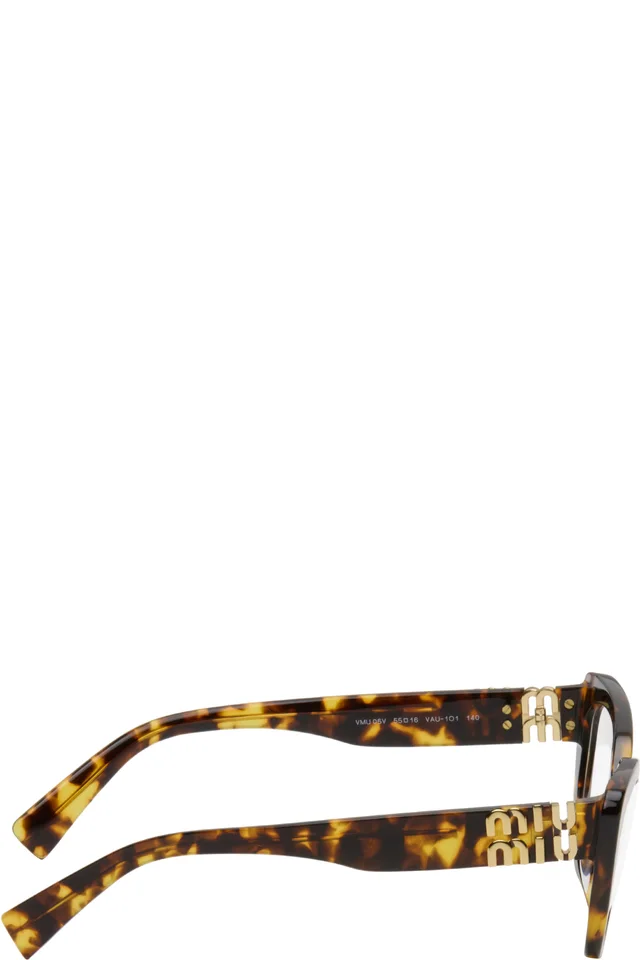 Miu Miu Eyewear Brown Cat Eye Acetate Sunglasses, photo 2 of 4 from SSENSE