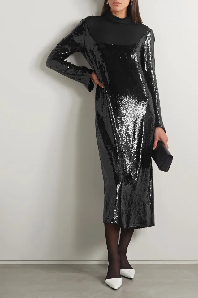 Khaite Leibel Sequined Georgette Midi Dress, photo 2 of 4 from THE OUTNET