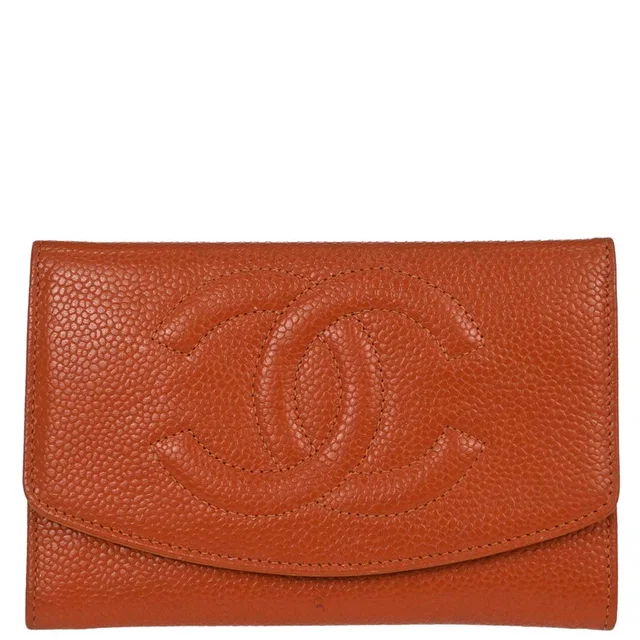 Chanel 1997-1999 Orange Caviar Skin Coin Purse Wallet in Orange Caviar leather from AMORE Vintage Tokyo