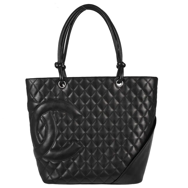 Chanel 2005-2006 Black Calfskin Cambon Ligne Tote Handbag in Black Calfskin from AMORE Vintage Tokyo