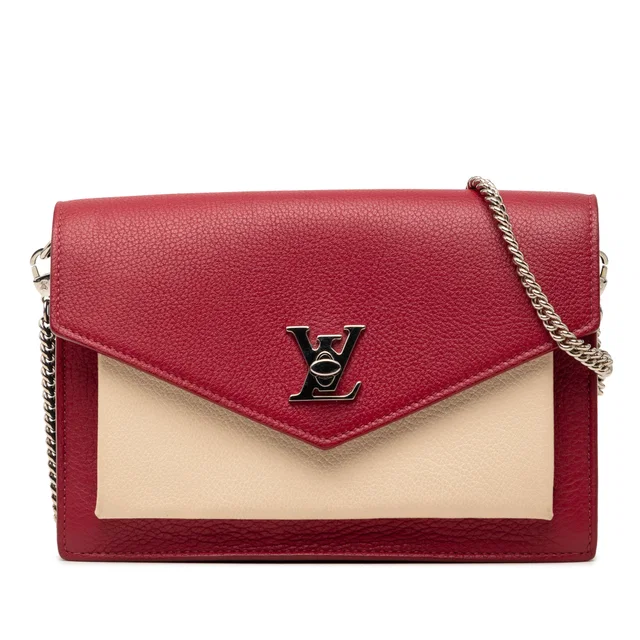 Red Louis Vuitton Bicolor Leather MyLockMe Chain Pochette Crossbody Bag in Red Leather from Designer Revival