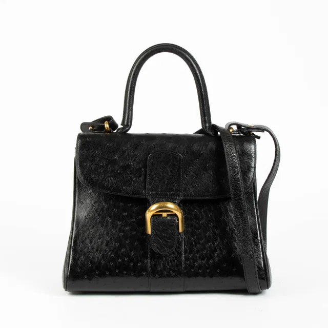 Delvaux Black Ostrich Brillant MM in Black Ostrich from Labellov