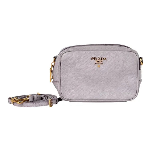 Prada Lilac Mini Saffiano Crossbody Camera Bag in Purple Saffiano leather from Luxury Promise