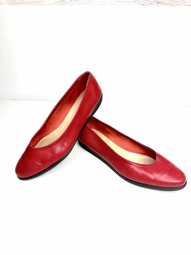 Ferragamo Italy Red Leather Ballerina Flats Pointed Toe Size 8,5 in red Leather from Poshmark