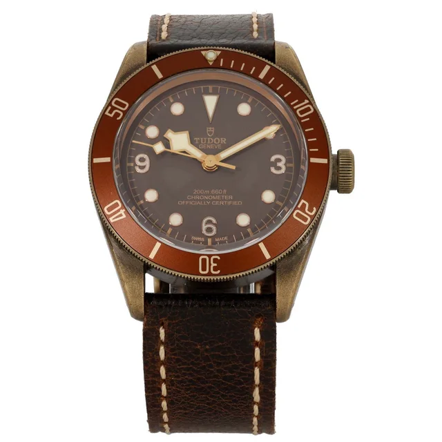 Tudor Black Bay 79250B 43mm Bronze Watch in Black Leather from H&T