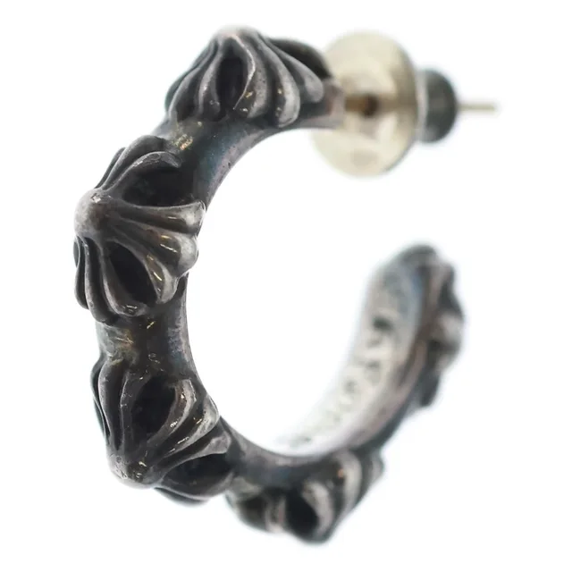 Chrome Hearts Hoop Cross Band Earrings Silver in Silver from The Reluxe
