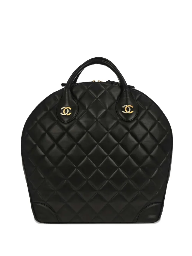 Chanel Pre-Owned 1998 Quilted top-handle Tote Bag | Black | FARFETCH in Black Lambskin from Farfetch, photo 1 of 1