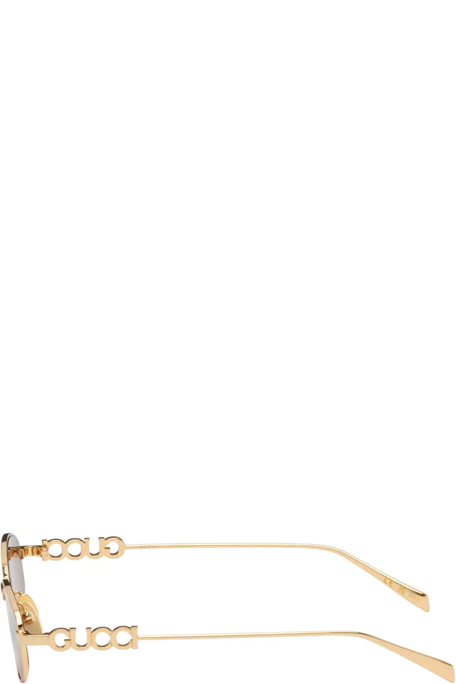 Gucci Gold Oval Frame Sunglasses, photo 3 of 4 from SSENSE