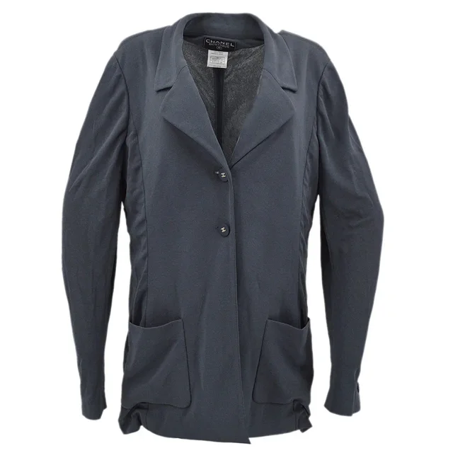 Chanel 1998 Jacket Gray #44 in Grey Nylon from AMORE Vintage Tokyo