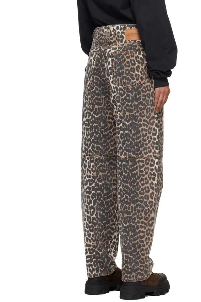 GANNI Beige Leopard Printed Stary Jeans, photo 3 of 4 from SSENSE