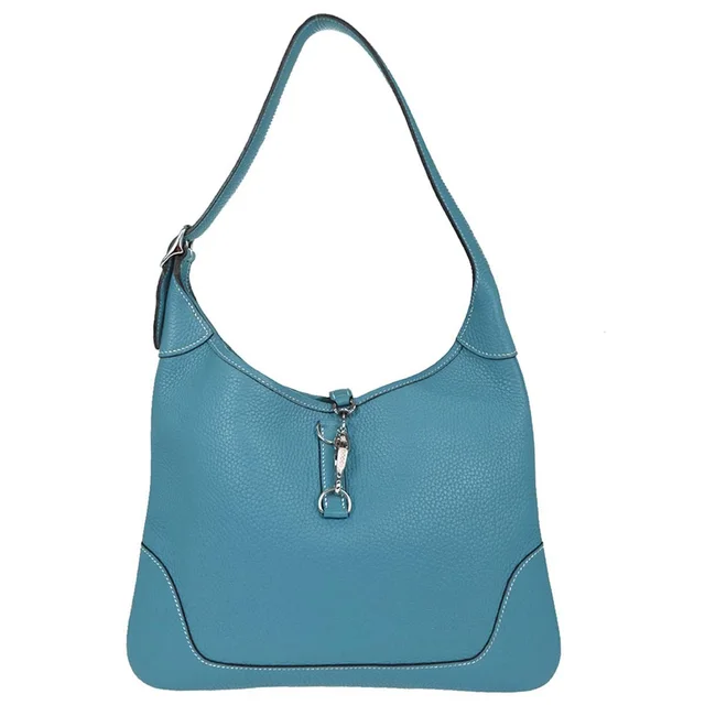 Hermès Blue Jean Taurillon Clemence Trim 31 Shoulder Bag in Blue Clemence leather from AMORE Vintage Tokyo