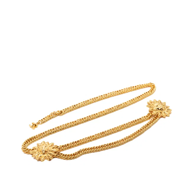 Gold Chanel CC Gold Plated Double Sun Chain Link Belt in Gold from Designer Revival