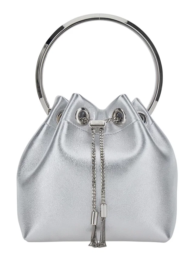 Jimmy Choo Bon Top Handle Bag — Silver Lamb in Silver Nappa leather from HEWI