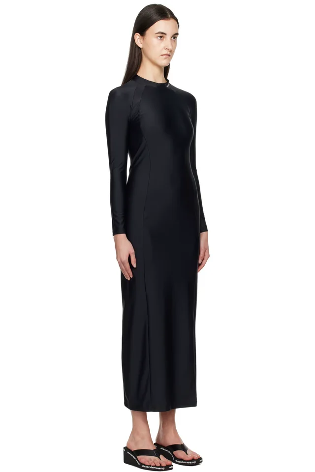 alexanderwang.t Black Rashguard L/S Maxi Dress, photo 2 of 4 from SSENSE
