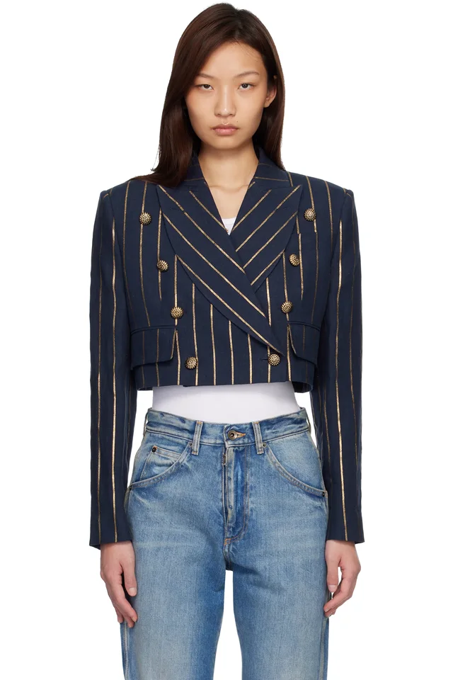 Vivienne Westwood Navy Long Sleeve Cut Off Blazer, image 1 of 1 from SSENSE