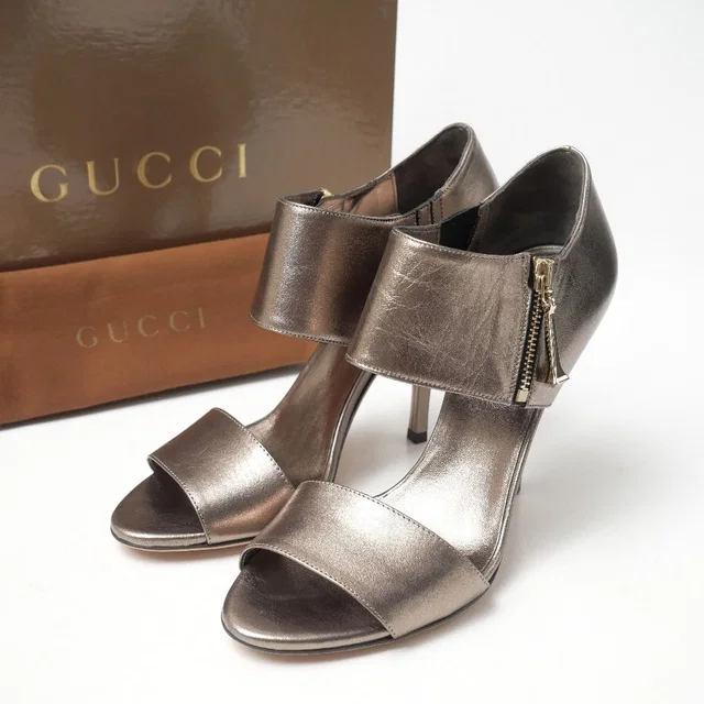 Gucci Sandals Side Zip High Heels RB in Leather from The Reluxe