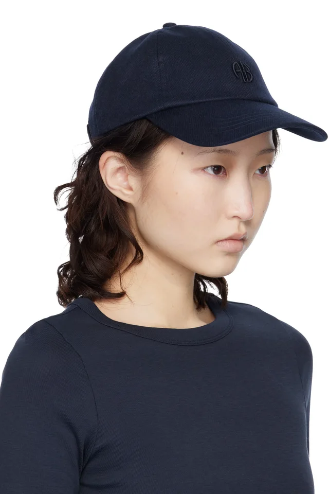 ANINE BING Navy Wool Jeremy Baseball Cap, photo 2 of 3 from SSENSE