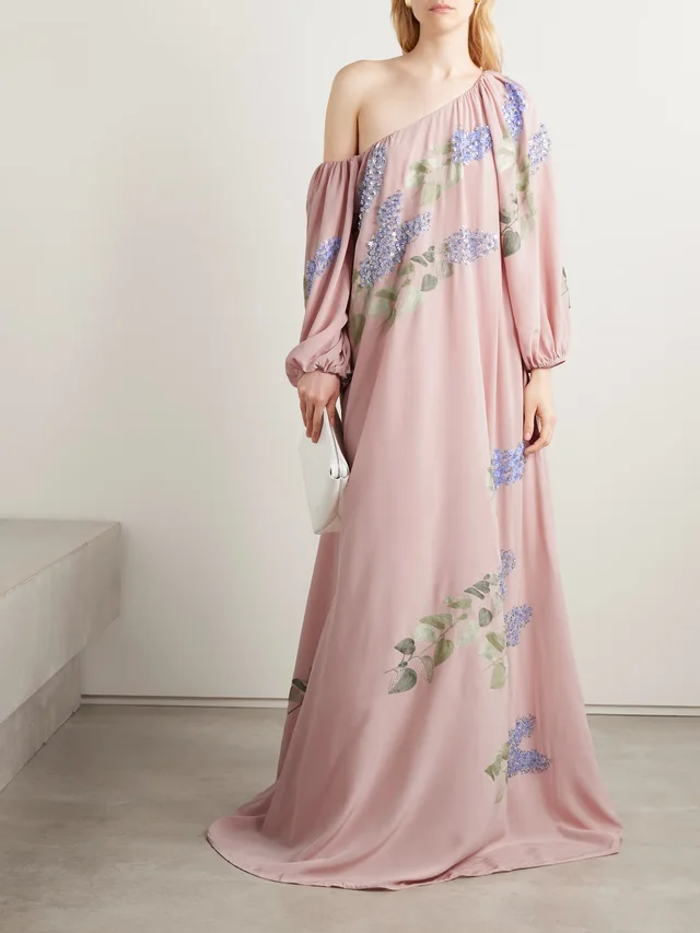BERNADETTE Nathalie off-the-shoulder embellished silk crepe de chine gown in Pink, photo 2 of 2 from NET-A-PORTER (Canada)