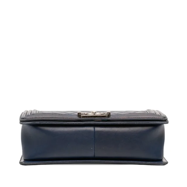 Blue Chanel Old Medium Quilted Lambskin Boy Flap Crossbody Bag in Blue Lambskin from Designer Revival, photo 2 of 2