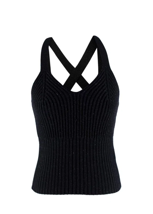 Bottega Veneta Black Sparkle Knitted Vest in Black from HEWI