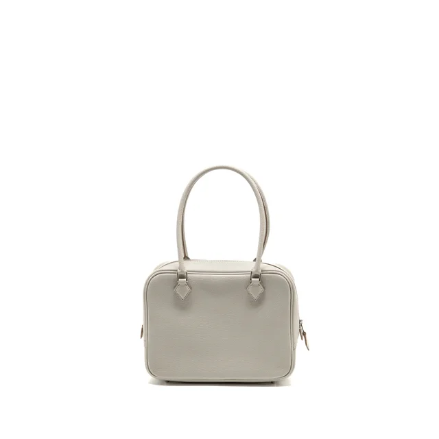 Hermès Plume Mini Chèvre Mysore Gris Perle SHW Stamp G in Grey Goatskin from EMIER