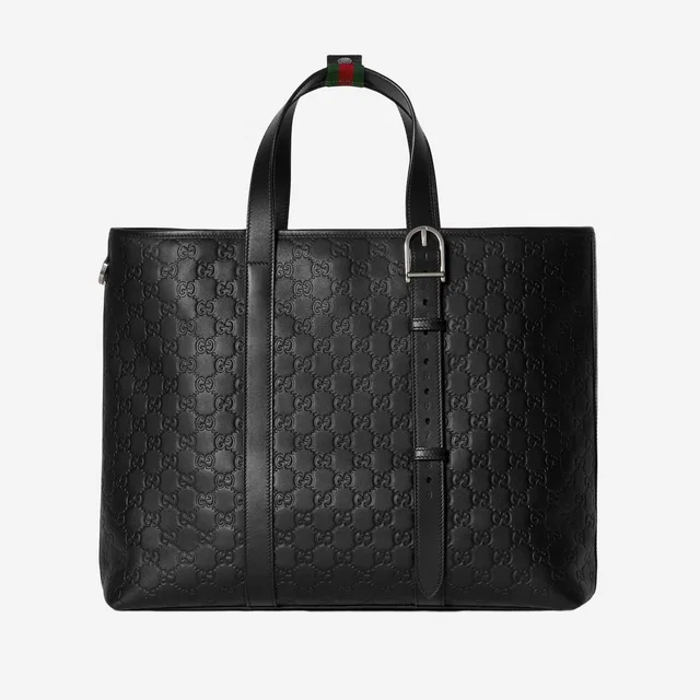 Gucci Gg Embossed Leather Tote Bag — Black in Black Leather from HEWI