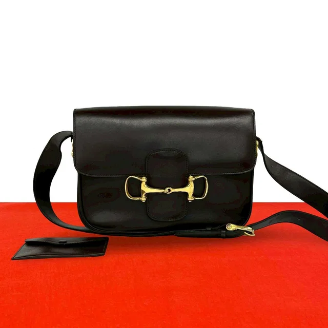 Celine Vintage Horsebit Logo Calf Leather Shoulder Bag Brown in Brown Calfskin from The Reluxe
