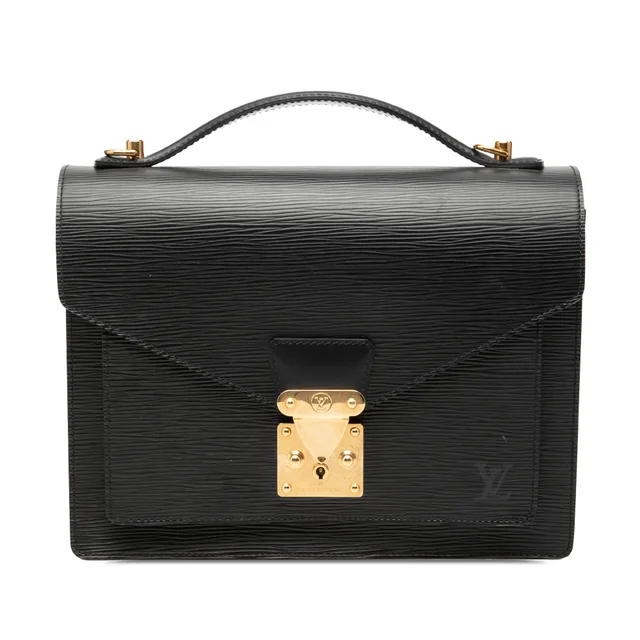 Black Louis Vuitton Epi Monceau 28 Satchel in Black Leather from Designer Revival