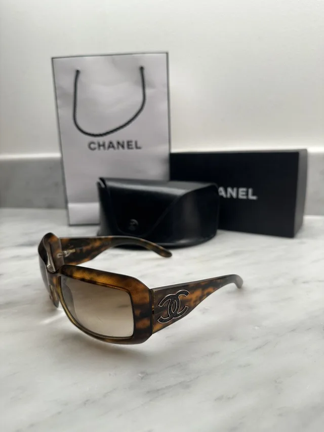 Big Logo Chanel Sunglasses 6022-Q Leopard Mask in Brown in brown|red from Grailed, photo 1 of 1