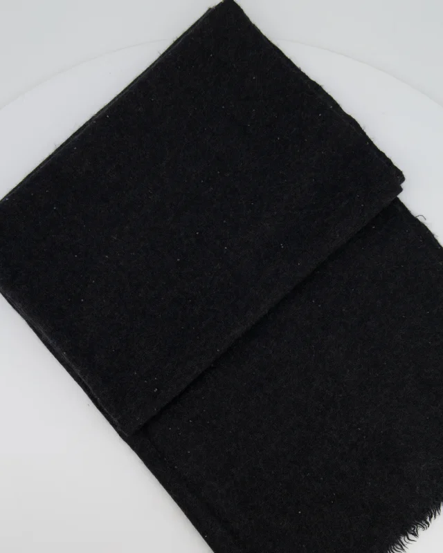 Loro Piana Embellished Cashmere Scarf in Grey Cashmere from Sellier, photo 4 of 4