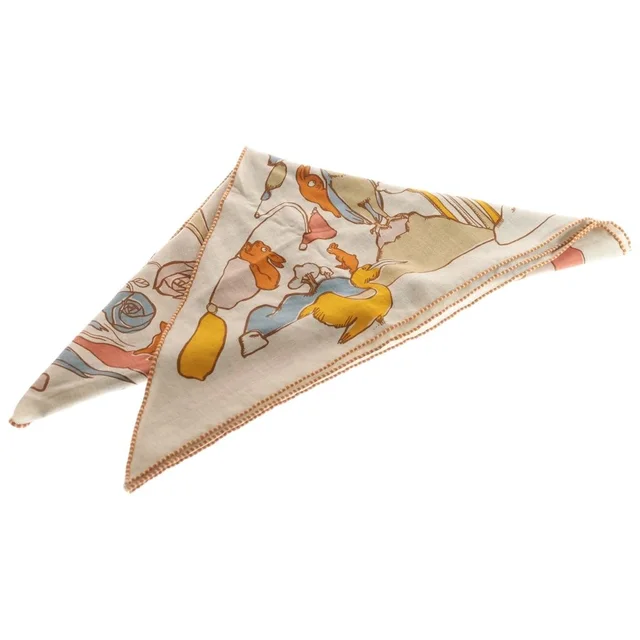 Hermès Triangle Jean Thousand and One Rabbit Scarf Silk Brown Orange in Brown Silk from The Reluxe