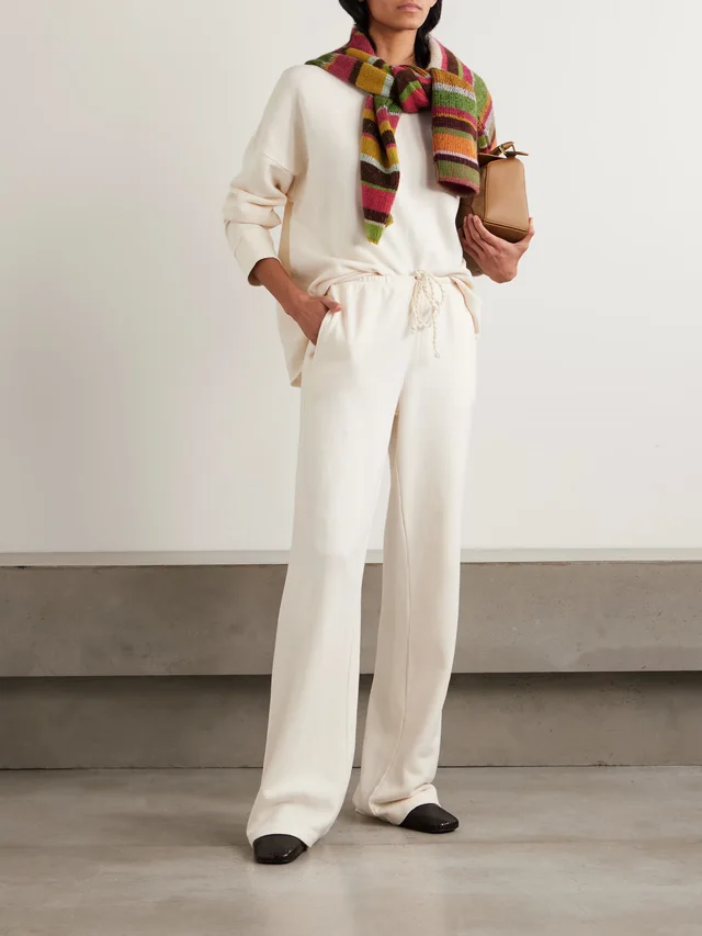 THE ELDER STATESMAN Cotton and cashmere-blend wide-leg pants in Beige, photo 2 of 2 from NET-A-PORTER (Canada)