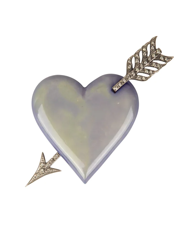 Saint Laurent Vintage Haute Couture SS 1971 Scandal Collection Heart and Arrow Brooch in Resin from Amarcord Vintage Fashion